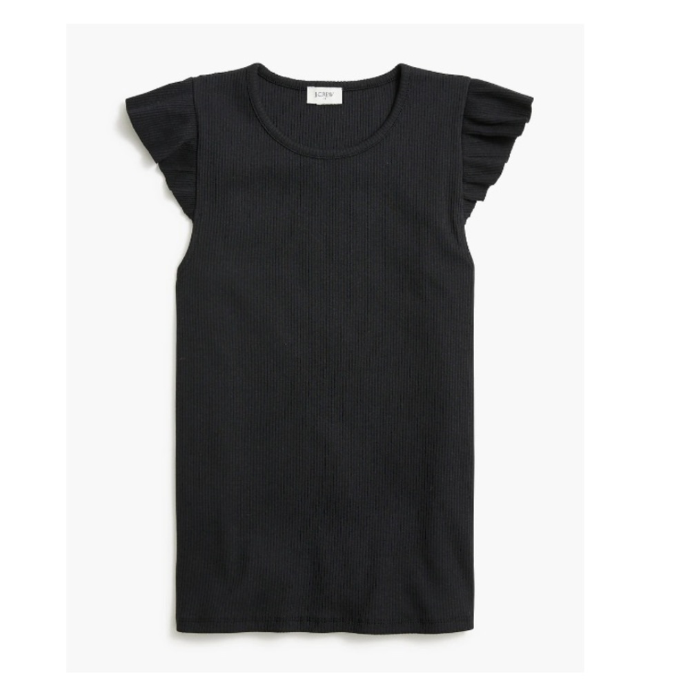 J. Crew Elegant Black Tank with Ruffle Sleeves